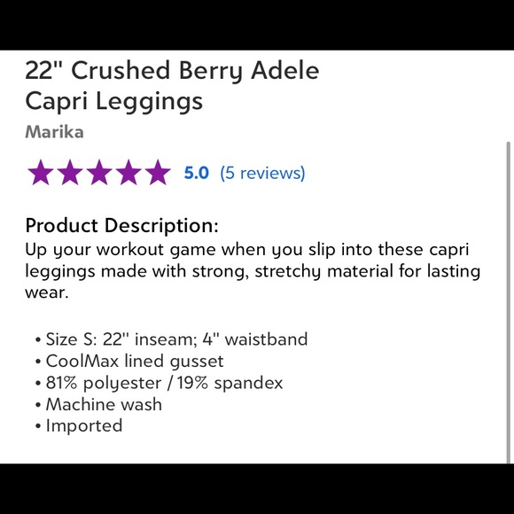 Marika 22” Crushed Berry Adele capris - Picture 9 of 9